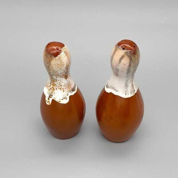 Vintage Stoneware Dripware Salt Pepper Shaker Bowling PinBig Lebowski Style - Picture 4 of 6